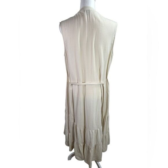 DREW Anthropologie Josephine Cream Tiered Hi Lo Button Up Dress Size L - Picture 6 of 11